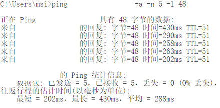 图 3 发送5次 大小 48字节